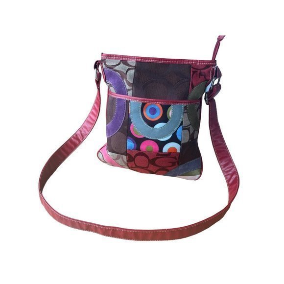 Patchwork Crossbody Bag Purse Multicolor Leather Canvas Suede Fun Cute Summer - Picture 4 of 13